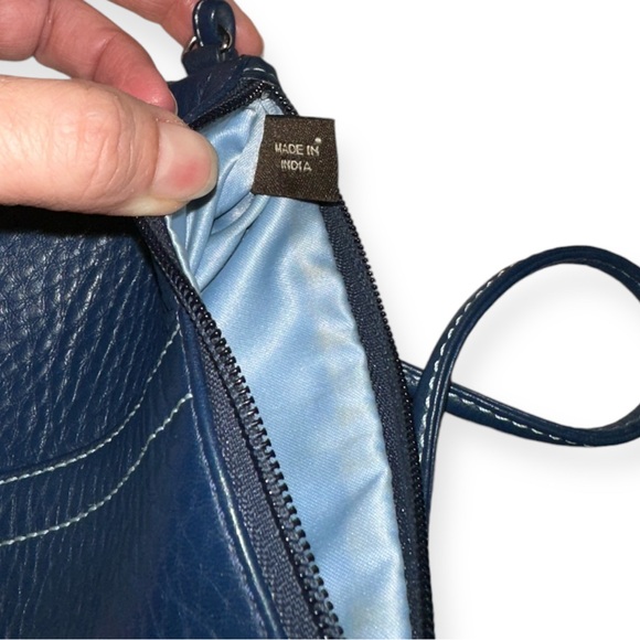 Navy Blue Leather Wristlet - Picture 3 of 5